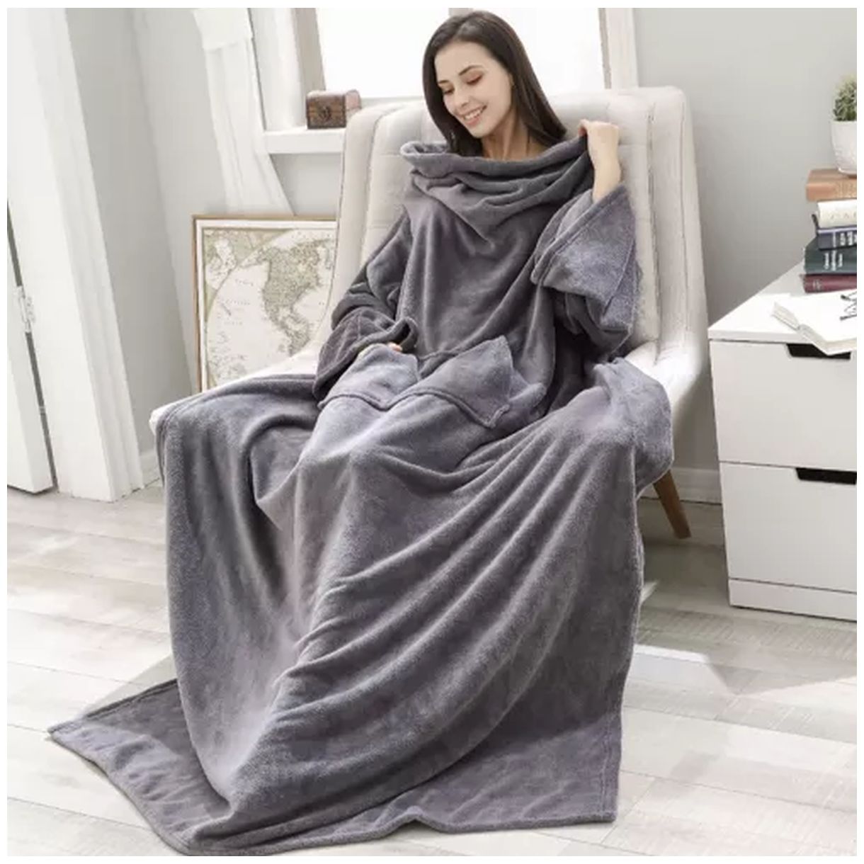 Bluza-Kocoszlafrok Jasnoszary Ruhhy 22649 - Ciepło i Wygoda na Każdą Okazję-1 Bluza-Kocoszlafrok Jasnoszary Ruhhy 22649 - Ciepło i Wygoda na Każdą Okazję-1