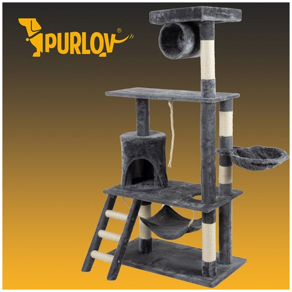 Drzewko dla kota 141cm szare Purlov 21713 - Idealne Miejsce dla Twojego Kota-3 Drzewko dla kota 141cm szare Purlov 21713 - Idealne Miejsce dla Twojego Kota-3