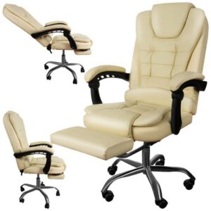 fotel biurowy z podnozkiem bialy malatec 23287 1