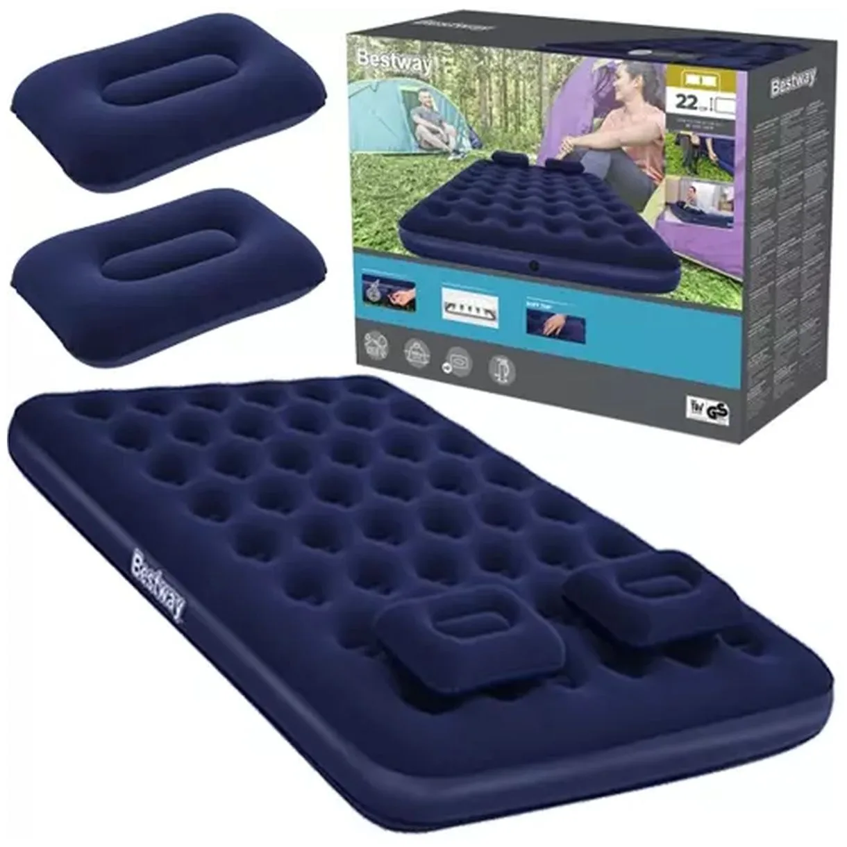 Materac Dwuosobowy z Pompą BESTWAY 67374 - Komfort i Wygoda w Każdym Miejscu-1
