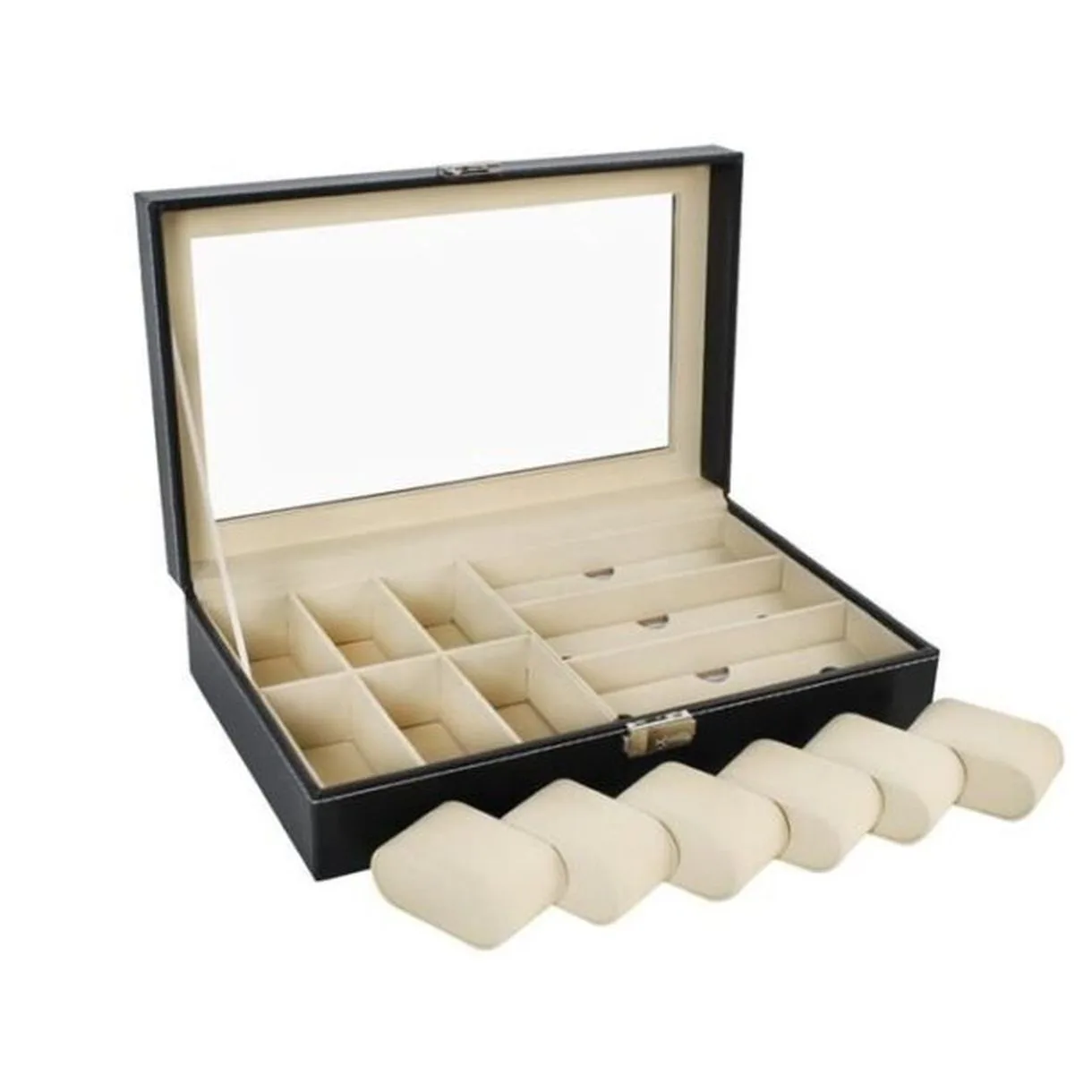 Organizer na Zegarki i Okulary Czarny - Elegancki i Funkcjonalny-3