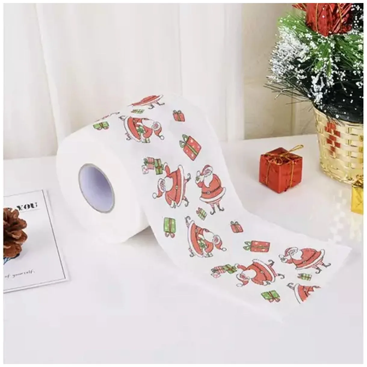 Świąteczny Papier Toaletowy - Zestaw 4 Sztuki z Mikołajem-1