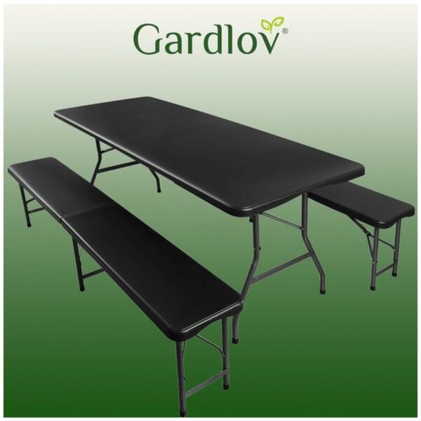 stol ogrodowy skladany 180cm 2 lawki czarny 10