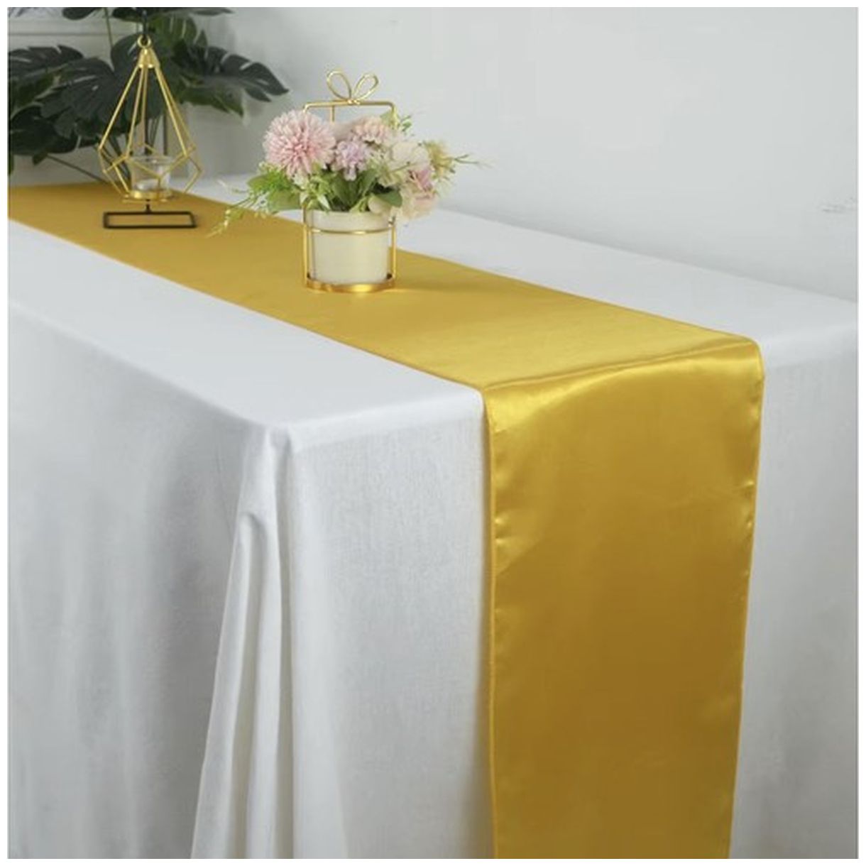 Złoty Bieżnik Satynowy 900x36cm Ruhhy 25065 - Idealny Dodatek na Stół-3 Złoty Bieżnik Satynowy 900x36cm Ruhhy 25065 - Idealny Dodatek na Stół-3