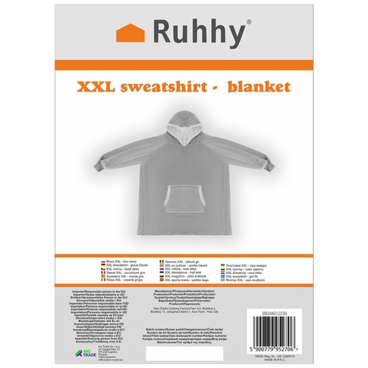 Bluza XXL – Koc Szary Ruhhy 24402 - Doskonały Wybór na Chłodne Dni-2 Bluza XXL – Koc Szary Ruhhy 24402 - Doskonały Wybór na Chłodne Dni-2