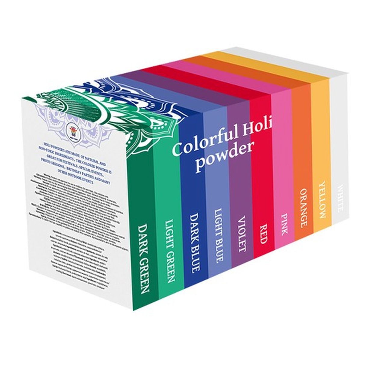 Kolorowy Proszek Holi - Zestaw 10x100g - Doskonały na Imprezy i Festyny-2 Kolorowy Proszek Holi - Zestaw 10x100g - Doskonały na Imprezy i Festyny-2