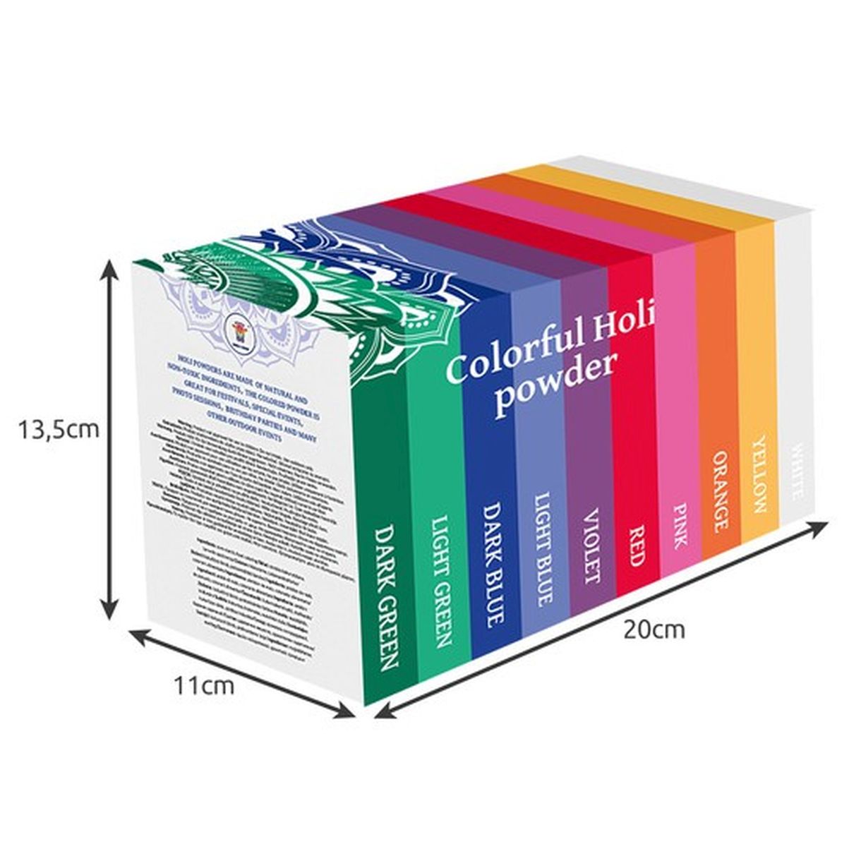 Kolorowy Proszek Holi - Zestaw 10x100g - Doskonały na Imprezy i Festyny-1 Kolorowy Proszek Holi - Zestaw 10x100g - Doskonały na Imprezy i Festyny-1