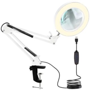 lampa kosmetyczna z lupa biala izoxis 23894 1