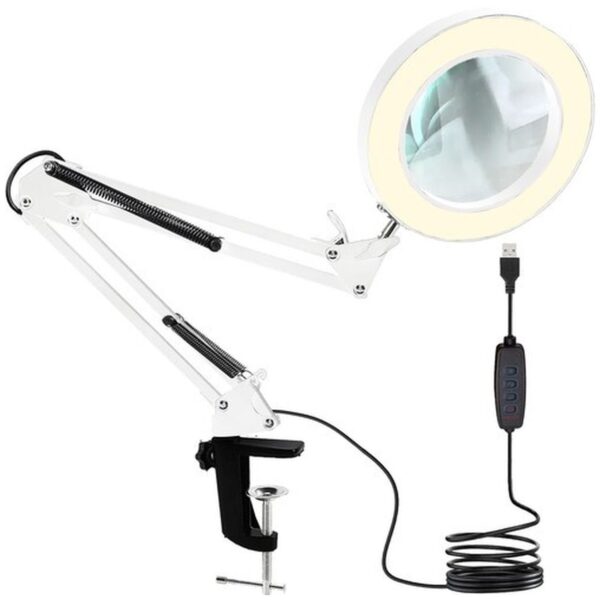 lampa kosmetyczna z lupa biala izoxis 23894 1