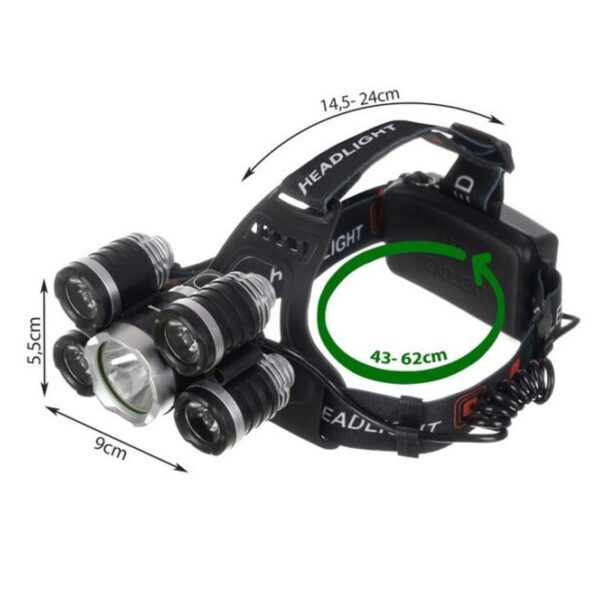 latarka czolowa 5 x led t6 cree 3