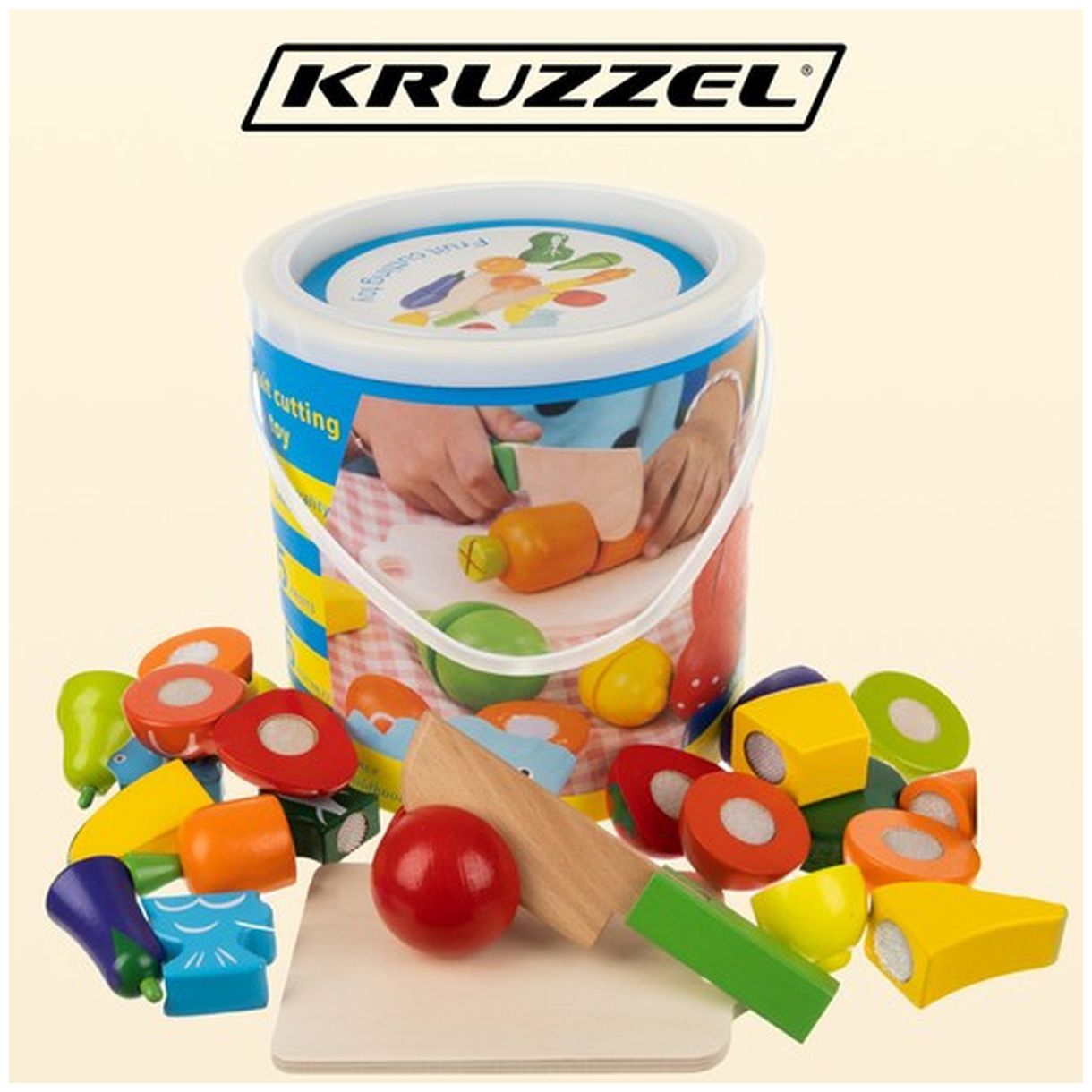 Drewniane Warzywa do Krojenia w Wiaderku - Rozwijająca Zabawa dla Dzieci-1 Drewniane Warzywa do Krojenia w Wiaderku - Rozwijająca Zabawa dla Dzieci-1